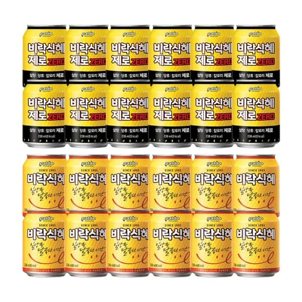 팔도 비락 제로 식혜캔 238ml x 12캔+오리지날 식혜캔 238ml x 12캔 (9,145원/국내무배)
