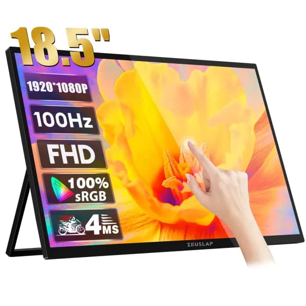 노트북 폰 Xbox PS4 PS5 스위치용 스크린 홀더 스탠드가 있는 ZEUSLAP 18.5" 터치 스크린 휴대용 모니터 ($$92.64/무배)