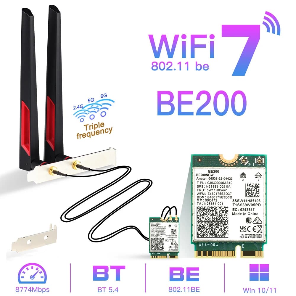인텔 BE200 무선 네트워크 카드 블루투스 와이파이( $20/무료)