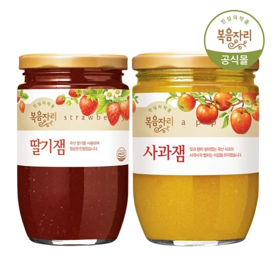 복음자리 딸기잼 500g + 사과잼 620g (11,491원/무료)