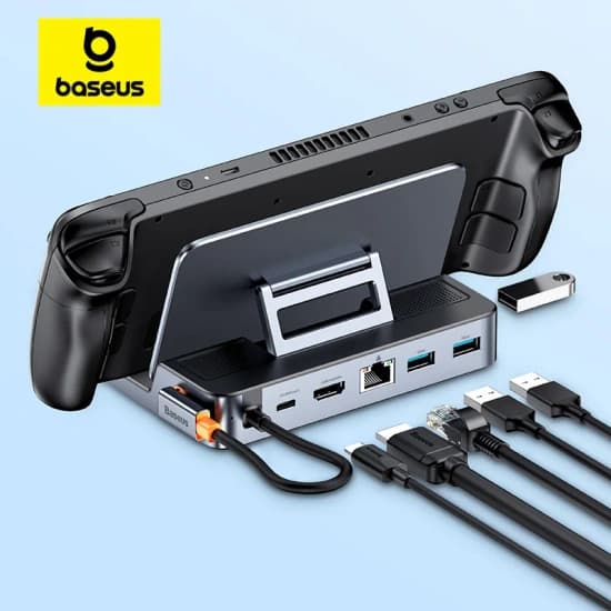 Baseus USB C 도킹 스테이션, 스팀 데크 닌텐도 스위치용, DP HDMI 호환 기가비트 이더넷 USB 3.0 허브($22.45,무료)2