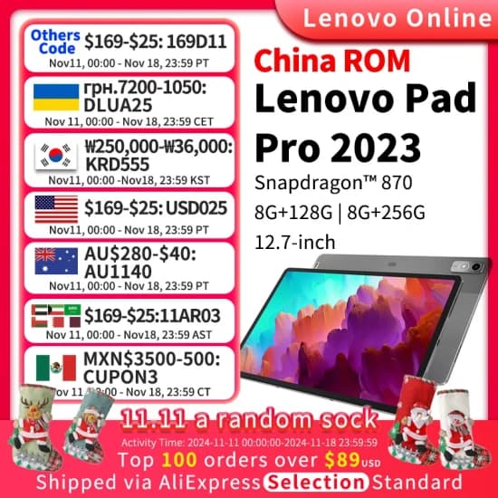 블랙프라이데이할인코드>태블릿,모니터>신상 레노버 Xiaoxin 패드 프로 12.7($154.12,무료),ZEUSLAP 16 인치 2.5K 144hz 터치 스크린($100.57,무료)1