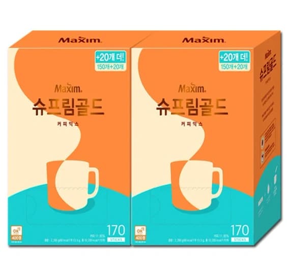 블프 쿠폰)맥심 모카골드 커피믹스 400T(37,891원) 카누 미니 240T(30,495원)