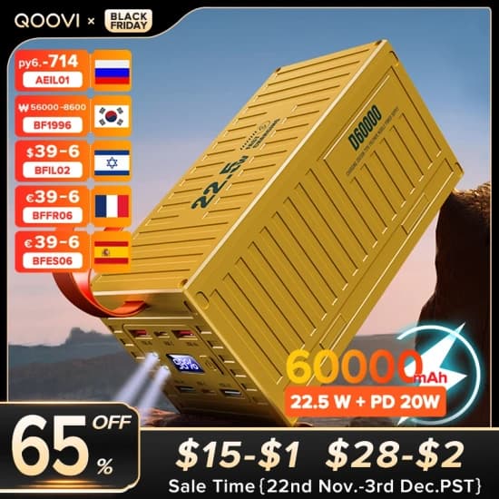 QOOVI 보조배터리 22.5W PD QC 3.0 충전기($23.79,무료),캠핑 선풍기 충전식 배터리($18.91,무료),어깨 및 목 마사지 기계($9.32,무료)