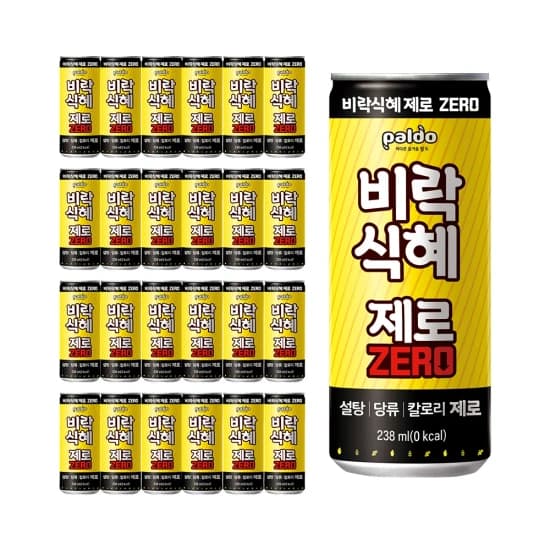 팔도 비락 제로식혜 슬림캔 238ml x 23개 (10,276원/무료)