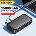 Essager 보조배터리 휴대용 15000mAh in USB C 케이블 포함 ($24.20/무료)2