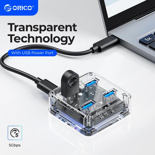 ORICO 4포트 투명 USB C 멀티허브($5.25/무료)
