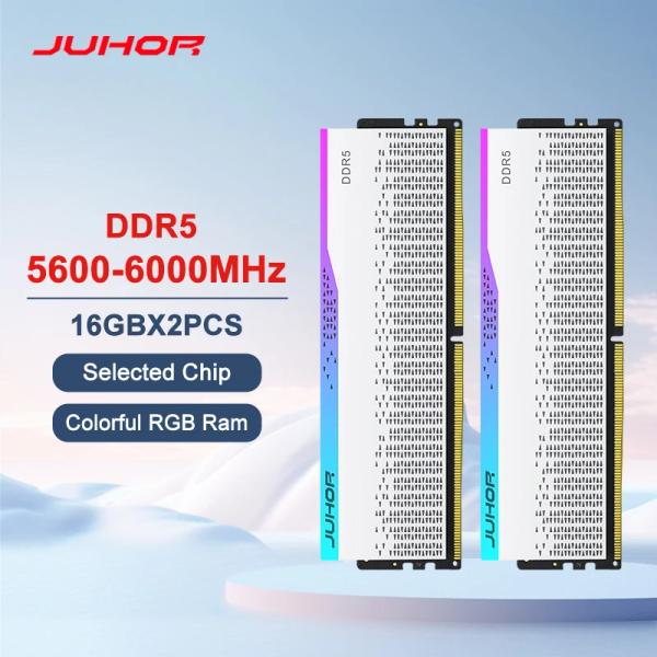 JUHOR RGB DDR5 6000MHz 데탑용 메모리 16GBX2 ($55.46/무료배송)