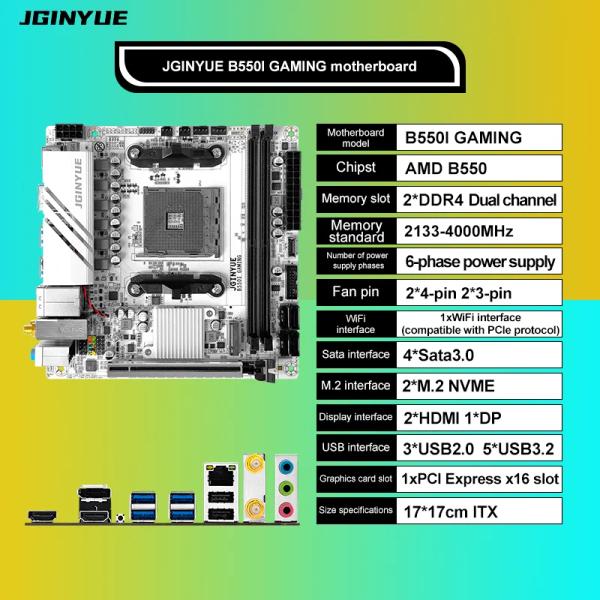 JGINYUE AMD B550 AM4 미니 ITX 마더보드($44.66/무료)2
