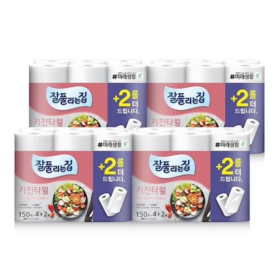 키친타월 150매 x 6롤 x 4팩 =총 24롤 (12,510원/무배)3