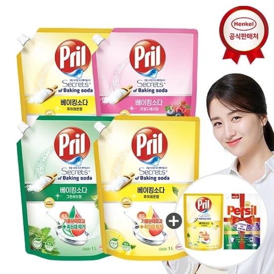 프릴 베이킹소다 1000ml*4+퍼실300ml+프릴300ml (토스 11,427원/무료배송)5