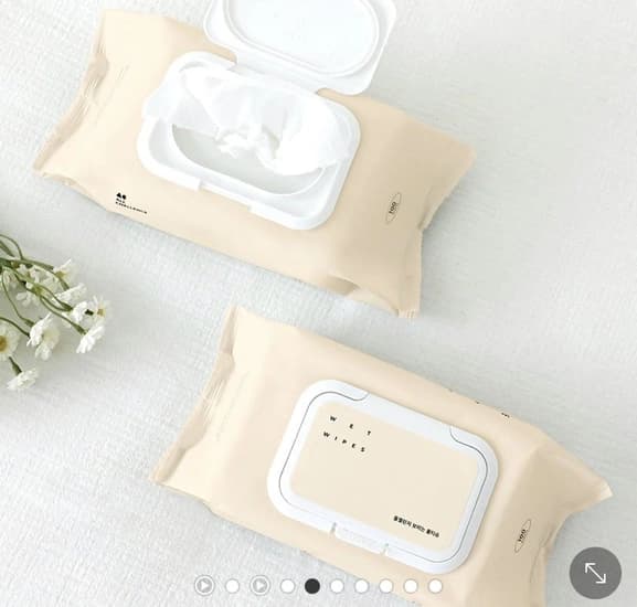 보이는 물티슈 베이지 100매 5팩+5팩 캡형 대용량 (8,900원/무료)