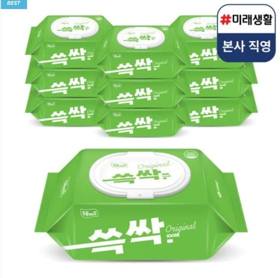잘풀리는집 X 도착보장 쓱싹 오리지널 물티슈 100매, 10개 (4,770원/무료배송)7
