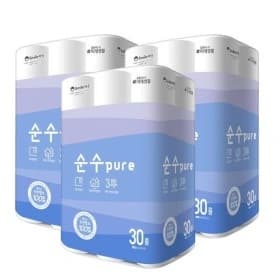 잘풀리는집 순수PURE천연펄프 25m 30롤 x 3팩 휴지 (무형광 안심제품) /롤휴지 (29,310원/무료)1