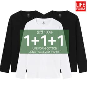 3장1세트 남성 여성 순면100% 무지 라운드 긴팔 무지티 기본티 티셔츠 흰티(11,630원/무료)1