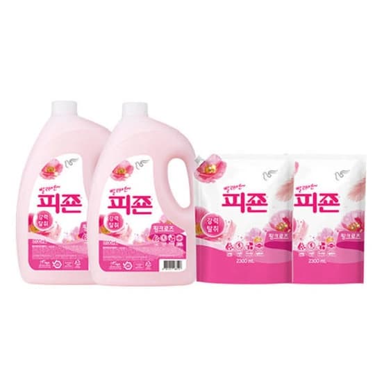 피죤 섬유유연제 용기 3.1L x 2개 + 리필 2.3L x 2개 (티멤 8,380원/무료)2