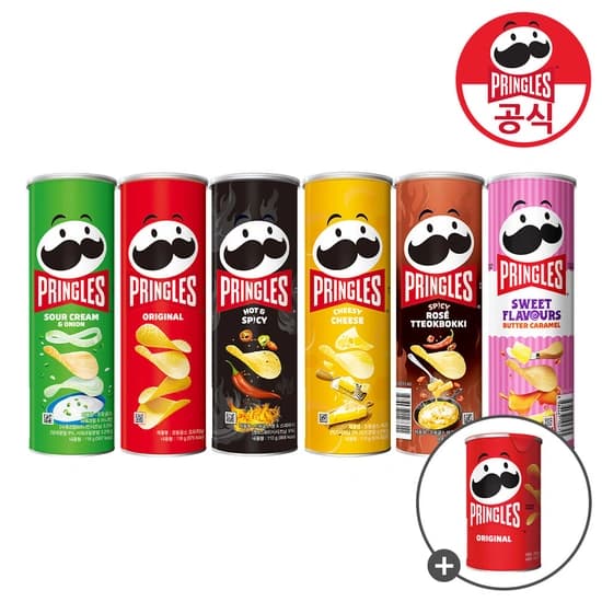 프링글스 10종 3+3 골라담기+ 프링글스 미니 53g (9,960원/무료)