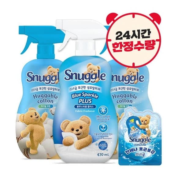 스너글 섬유탈취제 470ml 허거블코튼 2개+블루스파클 1개 + 증정 (12,210원/무료)