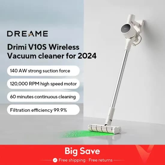 Dreame 무선 청소기 V10S 녹색 조명 광학 청소, 2024 최신, KC 인증  ($74.99 /무배)