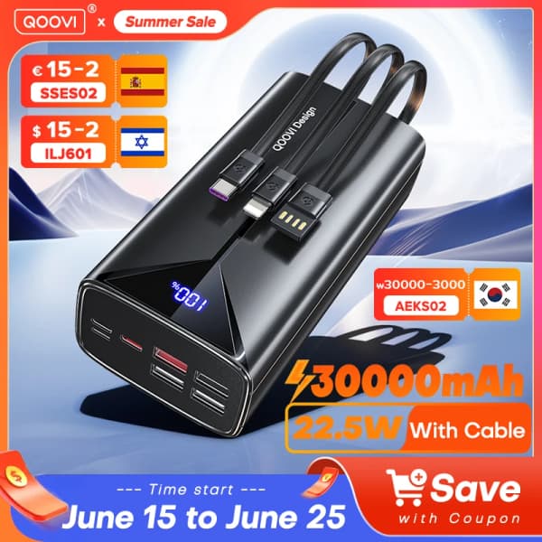 QOOVI 22.5W 보조배터리($13.87/무료)