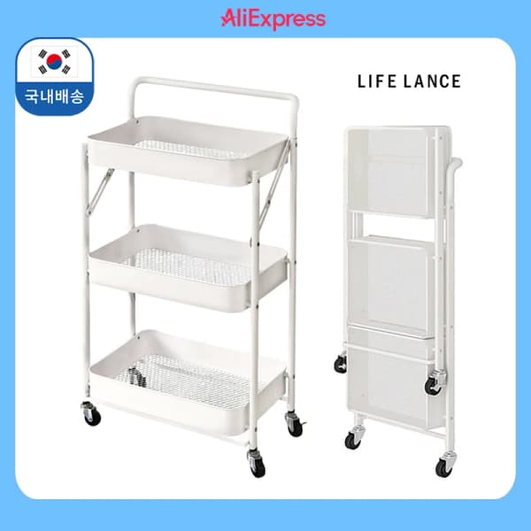 접이식 철제 트롤리 3단 이동식 카트 (17,428원/무료)1