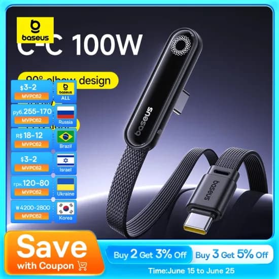 Baseus USB C 케이블($6.12/무료)