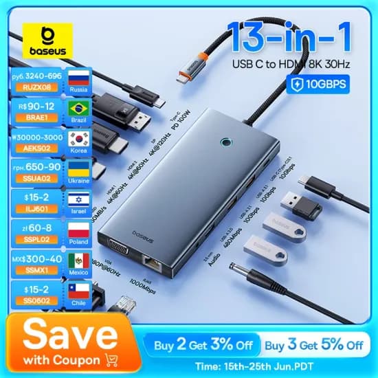 Baseus USB C 허브 어댑터($31.42/무료)