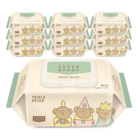 슈퍼대디 미피 트리플베이지 물티슈 100매 10팩 (8,900원/무료)