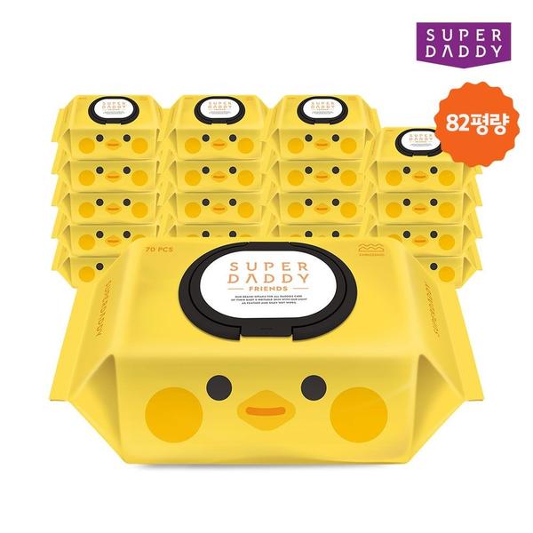 슈퍼대디 병아리 아기물티슈 캡형 70매 20팩 (20,990원/무료)