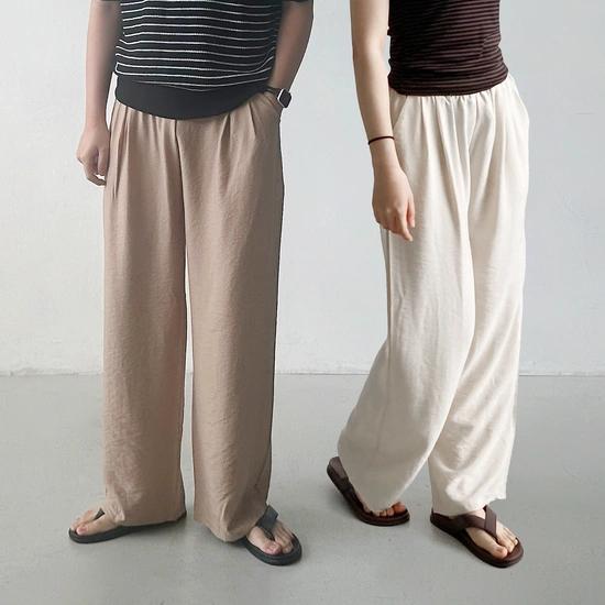 1+1 남녀 여름 린넨 밴딩와이드팬츠 (23,310원/무배)