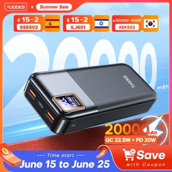 Tuodes 보조배터리 22.5W 10000mAh($6.51/무료)