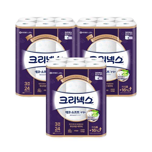 크리넥스 3겹 데코 & 소프트 수딩 27m 24롤 X 3(신규가입시22,930/무료)5