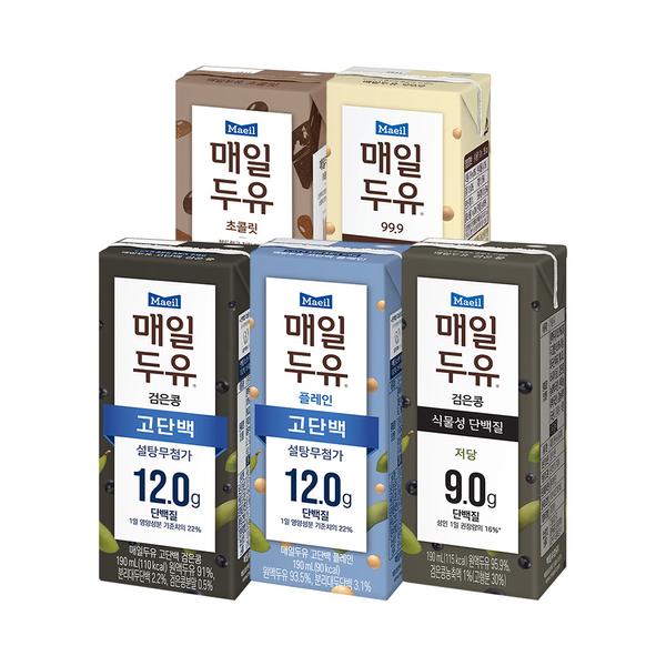 매일두유 99.9/고단백/검은콩/고단백검은콩/초콜릿 190ml 48팩 (카카오페이 26,900/무료)1