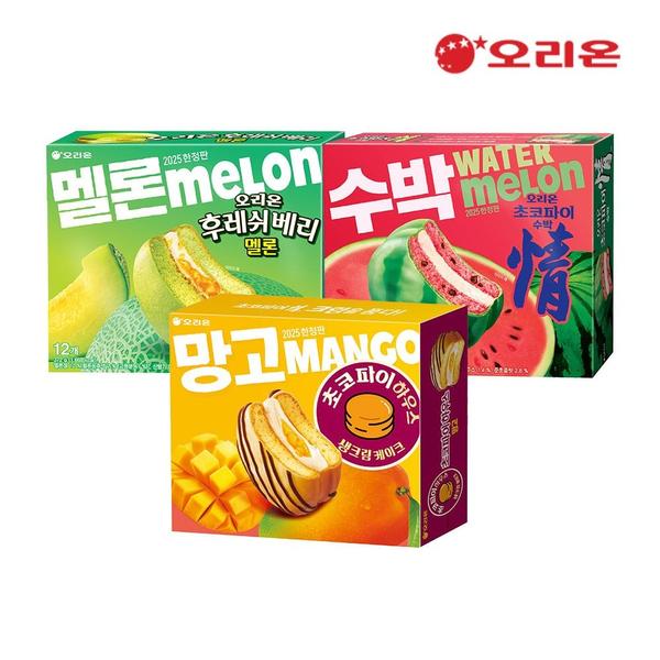오리온 후레쉬베리 멜론12p + 초코파이 수박맛 12p + 초코파이하우스 망고 12p (신한 13,080원 / 무료)2