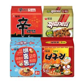 신라면 5입+너구리 5입+짜파게티5입+배홍동 4입, 총 19봉 (13,800원 / 무배)5