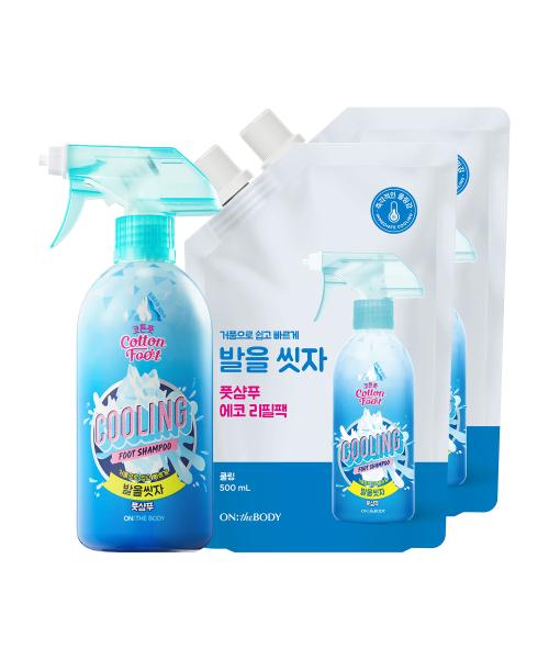코튼풋 발을씻자 풋샴푸 쿨링 510ml 1개 + 리필500ml 2개 (12,670원/무배)2