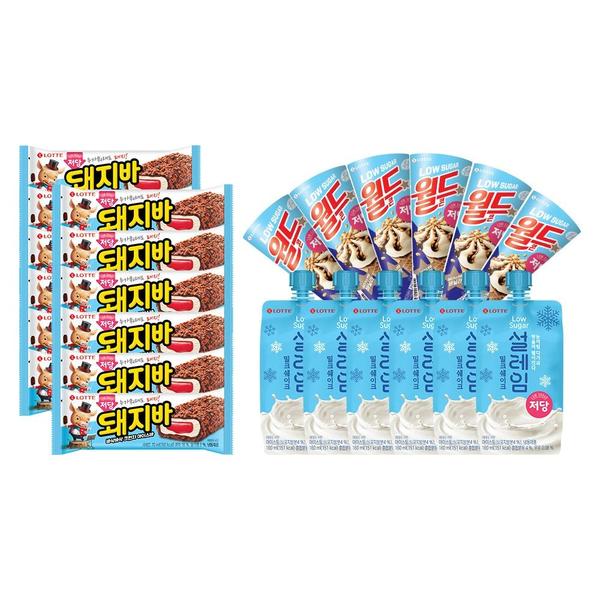 저당 3종 아이스크림 혼합 SET(월드콘x6개+설레임x6개+돼지바x12개) (24,890원/무료)2