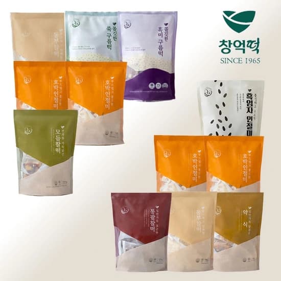 창억떡 5종세트(호박인절미2봉+모듬찰떡+동부찰떡+쑥구름떡+흑미구름떡) (39,590원/무료)1