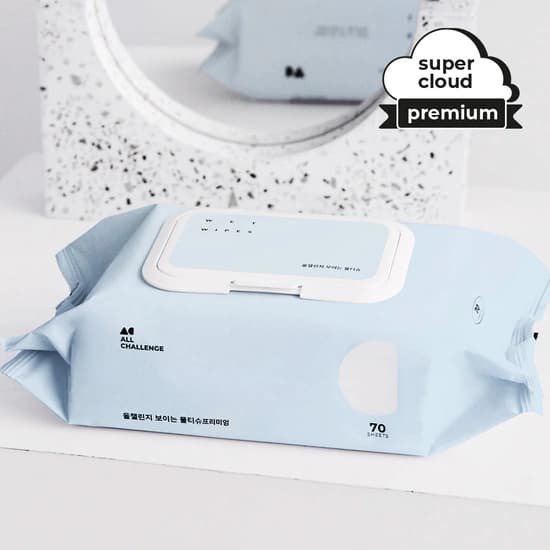 올챌린지 75평량 보이는 물티슈 프리미엄 70매 5팩+5팩 (9,900원/무배)