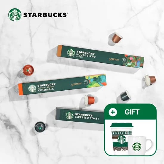 네스프레소 스타벅스 캡슐 커피 7박스 총70캡슐 +리유저블컵&머그 증정 (38,028원/무배)