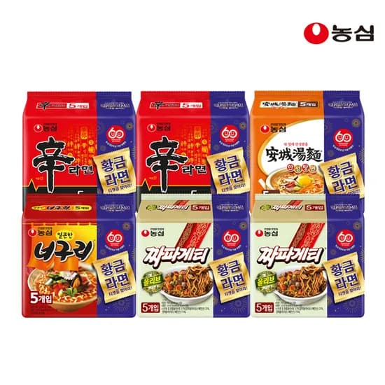 신라면10봉+안성탕면5봉+너구리5봉+짜파게티10봉 (21,160/무료)