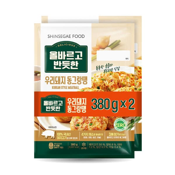 올바르고 반듯한 우리돼지 동그랑땡 380g x 4팩 (13,960원/무료)