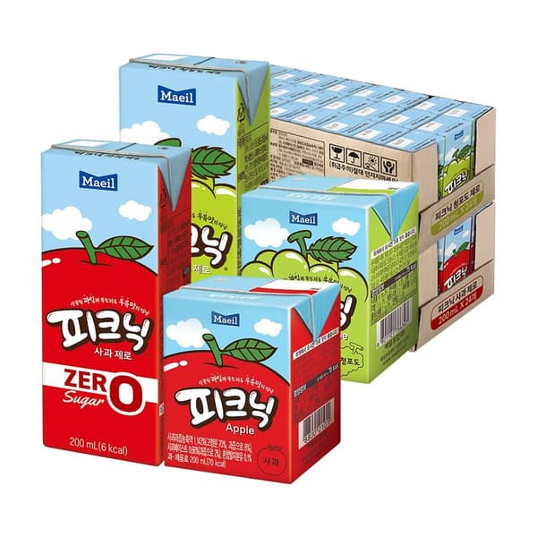 피크닉 일반 사과/청포도 200ml 48팩 골라담기 (토스15,590원/무료)1