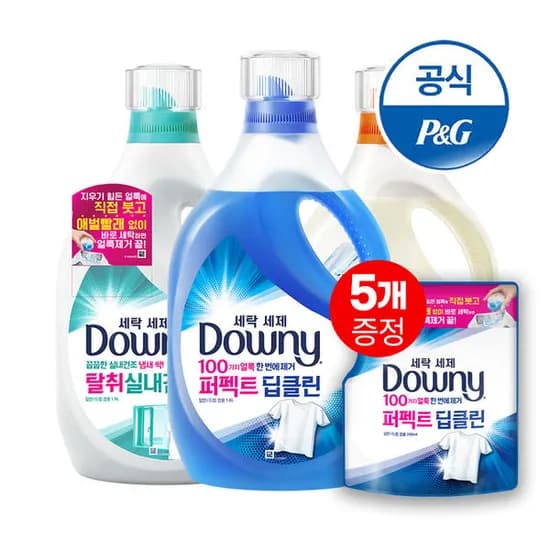 다우니 프리미엄 세탁세제 프레시클린 1.4L 4개+200ml 5개 증정 (티멤 28,980원/무료)
