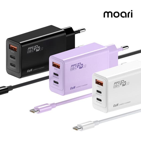 모아리 GaN PD 65W 3포트 PPS 충전기+케이블 (13,900원/무료)