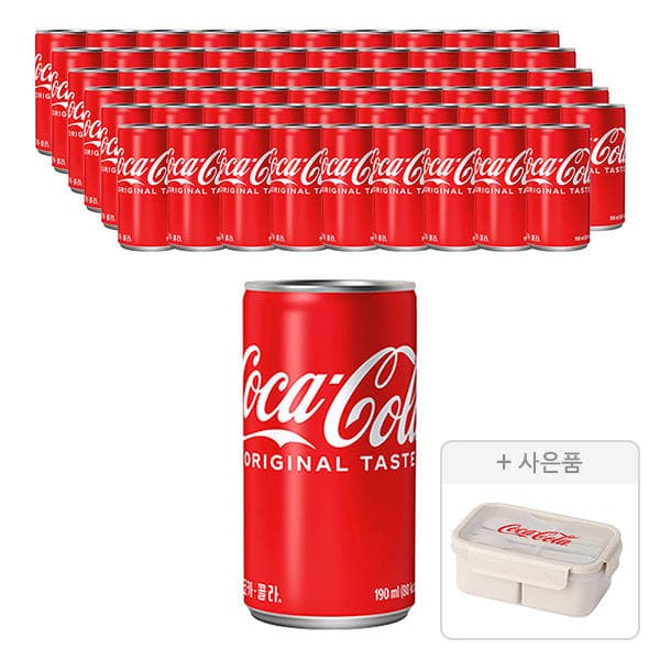 코카콜라.코카콜라 제로190ml60캔+도시락통(30,900/무료)[쿠팡]오징어땅콩30g 22개(8,370/와우무료)