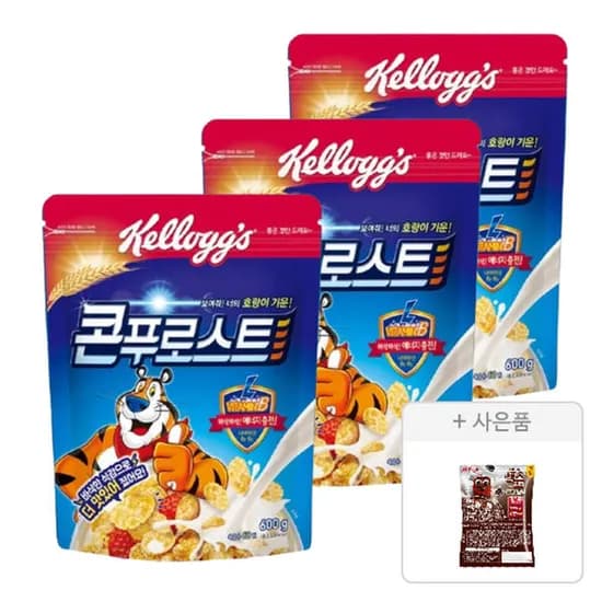 켈로그 콘푸로스트 600g 3개 + 쿠키앤크림 30g 증정 (10,900원/무배)
