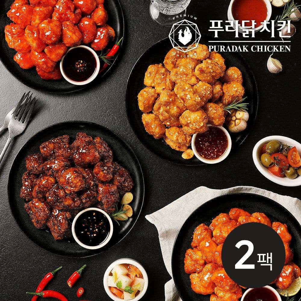 푸라닭/ 통살치킨 600g 4종 1+1팩 골라담기 (매드갈릭+달콤양념기준/14,870원/무배)