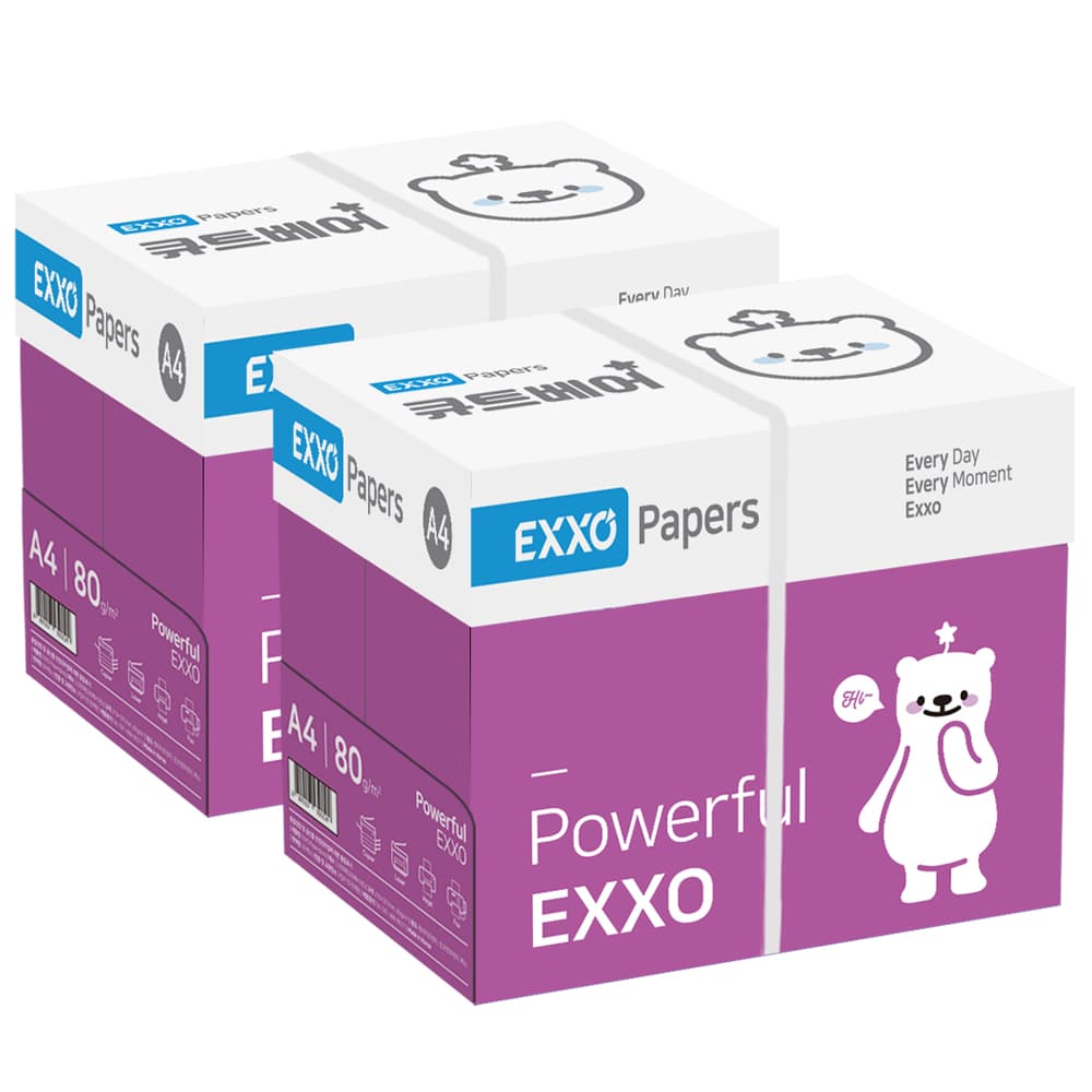 엑소 큐트베어 A4용지 복사용지 80g 2BOX(5000매) (36,900/무료)