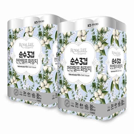 로얄라이프 천연펄프 3겹 화장지(30m x 30롤) 2팩 (16,400원/무배)